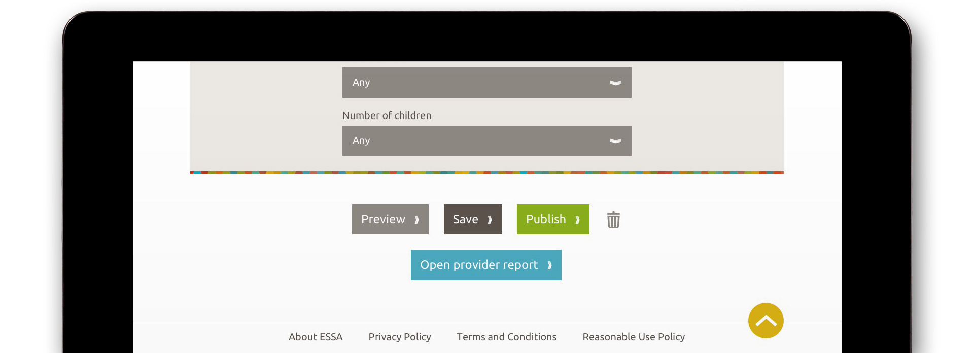 Capture d'écran du bouton « Ouvrir le rapport concernant le fournisseur de la bourse »